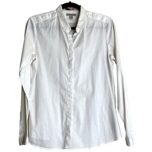 Burberry Brit Button up Shirt Women Medium White Collared Long Sleeve Luxury